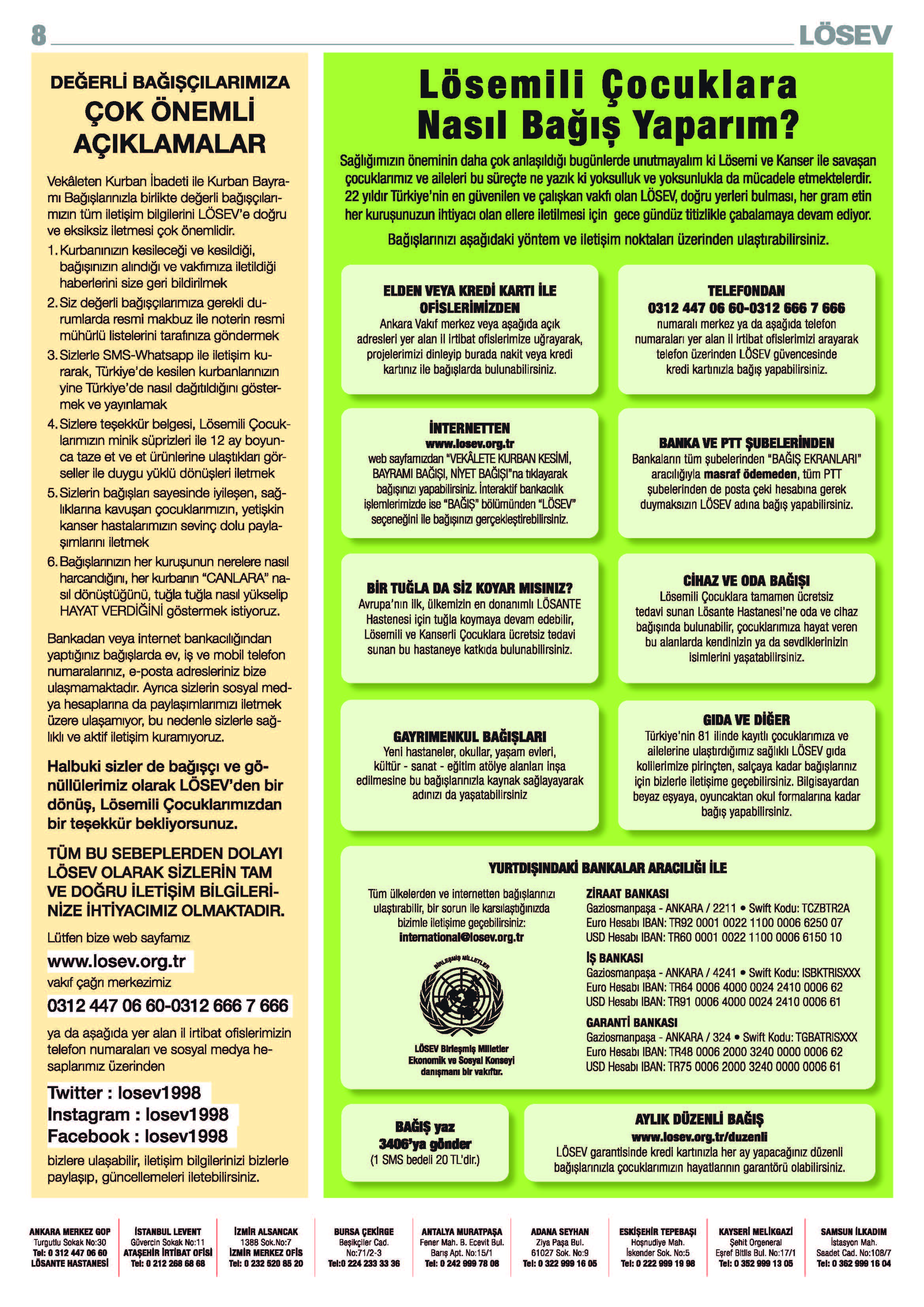 Lösemili Çocuklar Sağlık ve Eğitim Vakfı Duyurusu